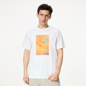 T-shirt regular z nadrukiem - XXL - złamana biel - męska - Reserved - 482IW-01X