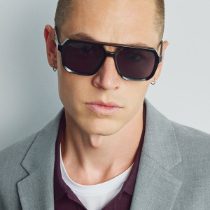Okulary przeciwsłoneczne aviator - ONE SIZE - czarny - męska - Reserved - 485LZ-99X