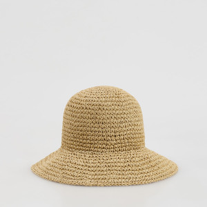 Słomkowy kapelusz bucket - M - kremowy - damska - Reserved - 486IE-12X