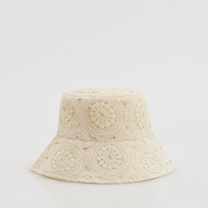 Kapelusz bucket hat - M - złamana biel - damska - Reserved - 487IE-01X