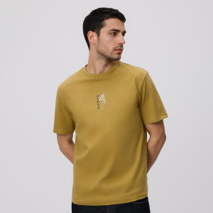 T-shirt regular z nadrukiem - S - jasny zielony - męska - Reserved - 487IW-97X