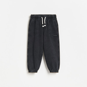 Bawełniane spodnie jogger - 86 (12-18 m.) - czarny - chłopcy - Reserved - 487JX-99X