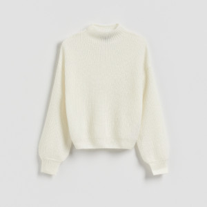 Sweter z wełną - XL - złamana biel - damska - Reserved - 489GE-01X