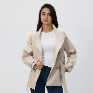 Kurtka z lyocellem - L - beżowy - damska - Reserved - 490IA-08X