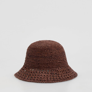 Kapelusz bucket z rafii - M - brązowy - damska - Reserved - 490IE-88X