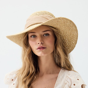 Kapelusz z paskiem - M - złamana biel - damska - Reserved - 492IE-01X