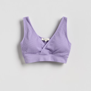 Bezszwowy top - M - lawendowy - damska - Reserved - 493IY-04X