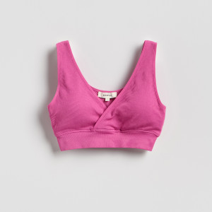 Bezszwowy top - L - różowy - damska - Reserved - 493IY-30X