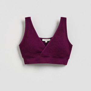 Bezszwowy top - L - fioletowy - damska - Reserved - 493IY-44X