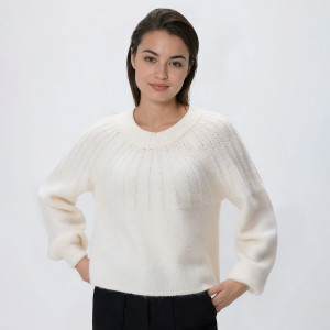 Sweter z kokardką z tyłu - S - złamana biel - damska - Reserved - 494HH-01X