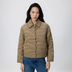 Kurtka z przeszyciami - M - oliwkowy - damska - Reserved - 494IA-81X