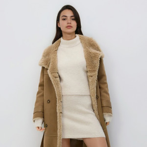 Sweter z bufiastymi rękawami - L - kremowy - damska - Reserved - 496HH-02X