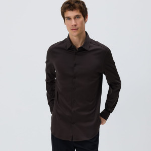 Koszula slim z bawełny egipskiej - XXL - ciemnobrązowy - męska - Reserved - 504EZ-89X