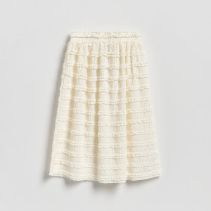 Strukturalna spódnica maxi - 116 (5-6 lat) - złamana biel - dziewczynki - Reserved - 505IB-01X