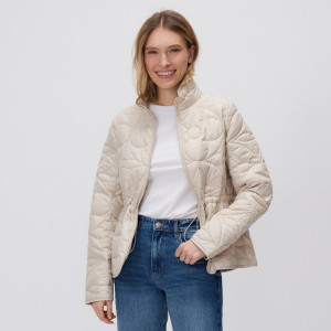 Pikowana kurtka z kołnierzem - L - kremowy - damska - Reserved - 506IA-02X