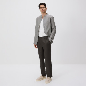 Spodnie chino regular z lnem - M - zielony - męska - Reserved - 507HR-96X