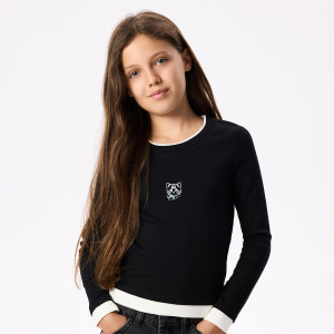 Koszulka z kontrastową wstawką - 164 (13 lat) - czarny - dziewczynki - Reserved - 508KD-99X