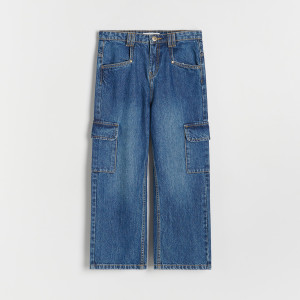 Jeansy wide leg cargo - 116 (5-6 lat) - niebieski - dziewczynki - Reserved - 509AW-55J