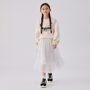 Tiulowa spódnica z kokardkami - 116 (5-6 lat) - złamana biel - dziewczynki - Reserved - 509IB-01X