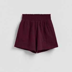 Muślinowe szorty - L - mahoniowy - damska - Reserved - 512IY-93X