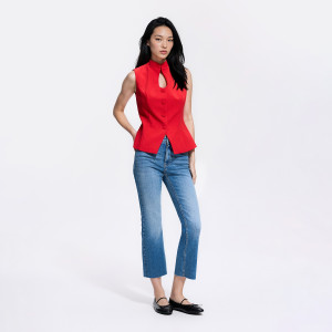 Jeansy flare cropped - 46 - niebieski - damska - Reserved - 512JX-55J