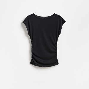 T-shirt z modalem - XL - czarny - damska - Reserved - 512KL-99X
