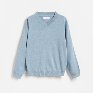 Sweter z dekoltem V - 164 (13 lat) - jasnoniebieski - chłopcy - Reserved - 513JW-50X