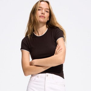 T-shirt z modalem - L - ciemnobrązowy - damska - Reserved - 514KL-89X