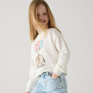 Bawełniana koszulka Pusheen - 152 (11 lat) - złamana biel - dziewczynki - Reserved - 515DB-01X
