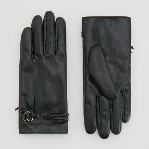 Rękawiczki z ozdobną aplikacją - M - czarny - damska - Reserved - 515FE-99X