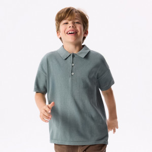 Sweter polo - 116 (5-6 lat) - jasnoturkusowy - chłopcy - Reserved - 516JW-60X