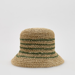 Pleciony kapelusz - M - oliwkowy - damska - Reserved - 517IE-91X