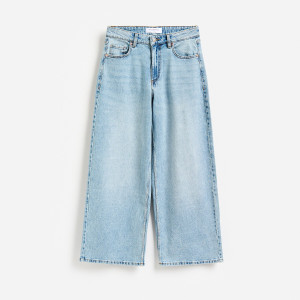 Jeansy wide leg z krótszą nogawką - 46 - niebieski - damska - Reserved - 517LC-50J