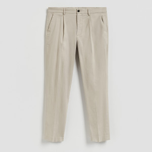 Spodnie loose carrot z lnem - L - beżowy - męska - Reserved - 520HR-08X