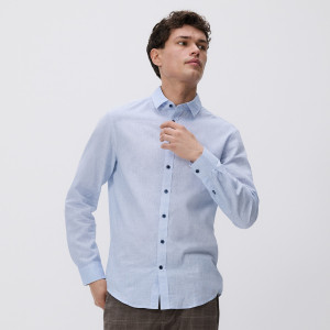 Koszula regular fit z lnem - S - jasnoniebieski - męska - Reserved - 520HT-50P