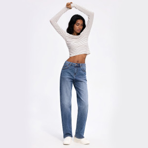 Jeansy straight fit - 36 - granatowy - damska - Reserved - 520JX-59J
