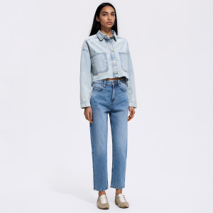 Jeansy mom fit slim - 46 - niebieski - damska - Reserved - 521JX-50J