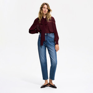 Jeansy mom fit slim - 36 - granatowy - damska - Reserved - 521JX-59J