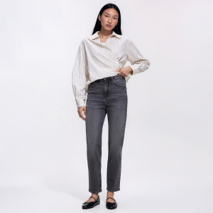 Jeansy mom fit slim - 40 - szary - damska - Reserved - 521JX-90J