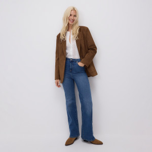 Jeansy flare z wysokim stanem - 40 - niebieski - damska - Reserved - 522GE-50J