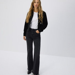 Jeansy flare z wysokim stanem - 32 - czarny - damska - Reserved - 522GE-99J