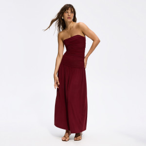 Sukienka maxi z modalem - L - mahoniowy - damska - Reserved - 523LA-93X