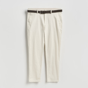Spodnie chino slim z paskiem - 30 - złamana biel - męska - Reserved - 526HR-01X