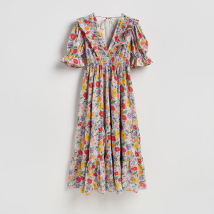 Wzorzysta sukienka maxi - XS - lawendowy - damska - Reserved - 527IY-04X