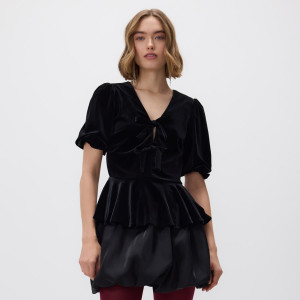 Welurowa bluzka - L - czarny - damska - Reserved - 528GH-99X