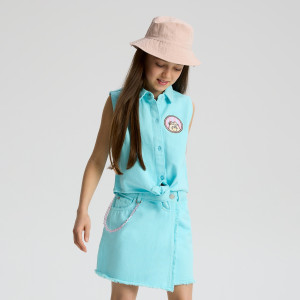 Spódnica z łańcuszkiem Pusheen - 116 (5-6 lat) - jasnoturkusowy - dziewczynki - Reserved - 528IB-06X