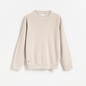 Sweter z bawełną - 170 (13-14 lat) - kremowy - chłopcy - Reserved - 528JW-02M