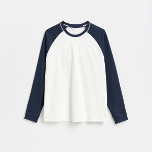 Bawełniany longsleeve - M - granatowy - męska - Reserved - 532IO-59X
