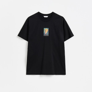 T-shirt regular z nadrukiem - S - czarny - męska - Reserved - 535IO-99X