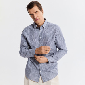 Wzorzysta koszula slim fit - S - granatowy - męska - Reserved - 538HT-59P